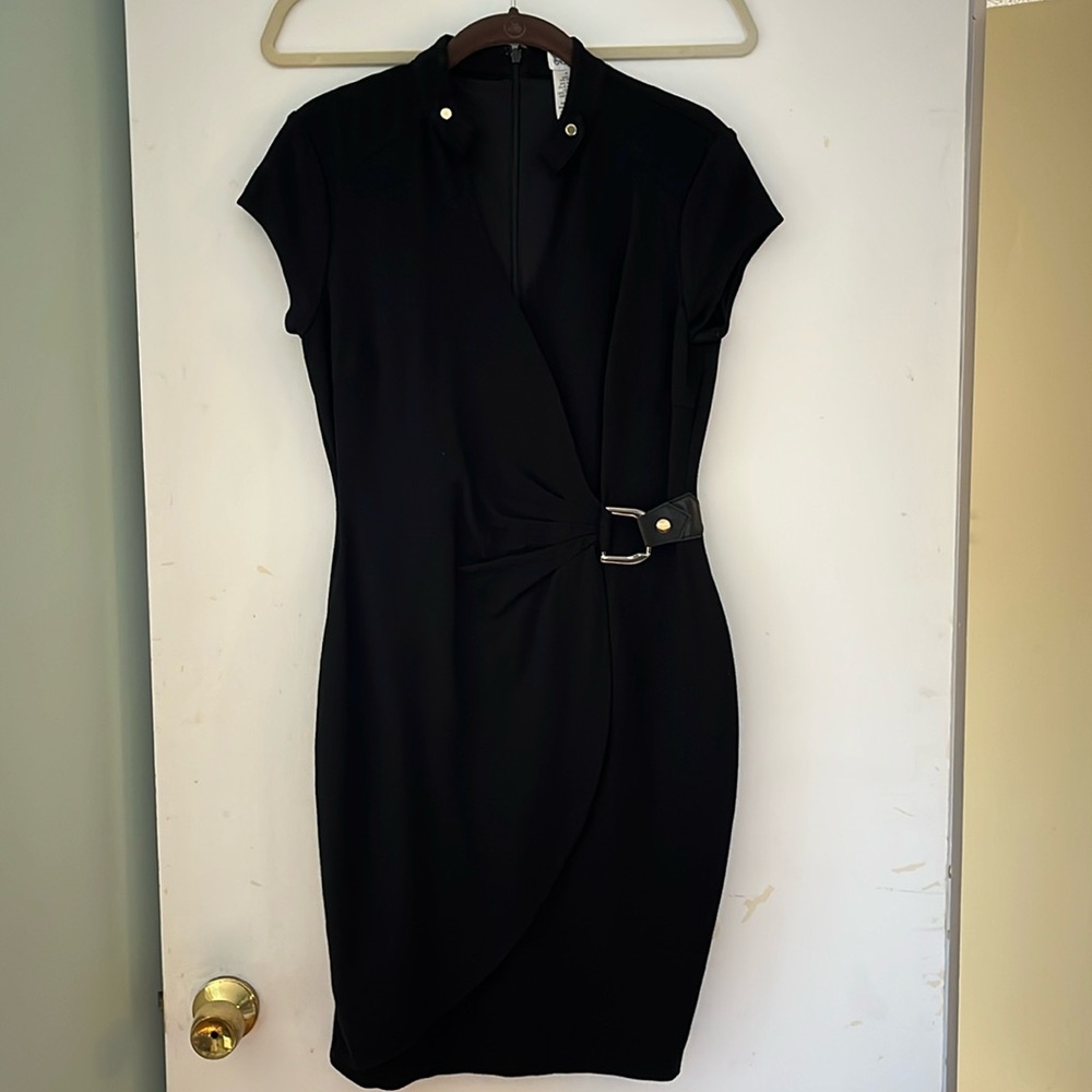 Stretchy, figure-hugging black Cache dress